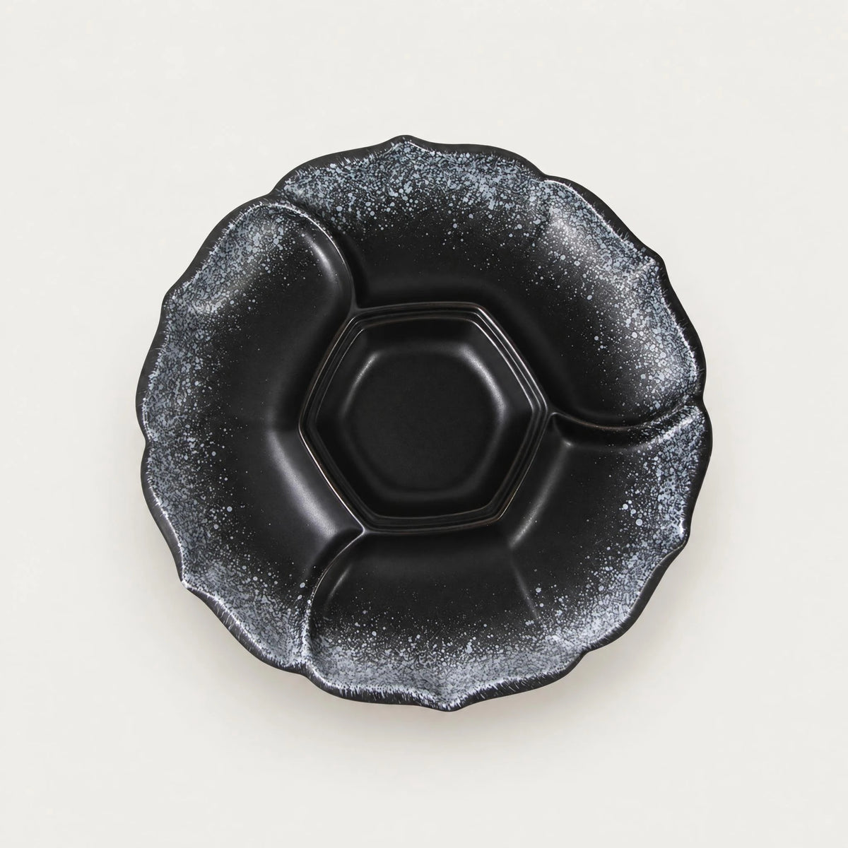 Taca porcelanowa 4-dzielna Speckled Charcoal