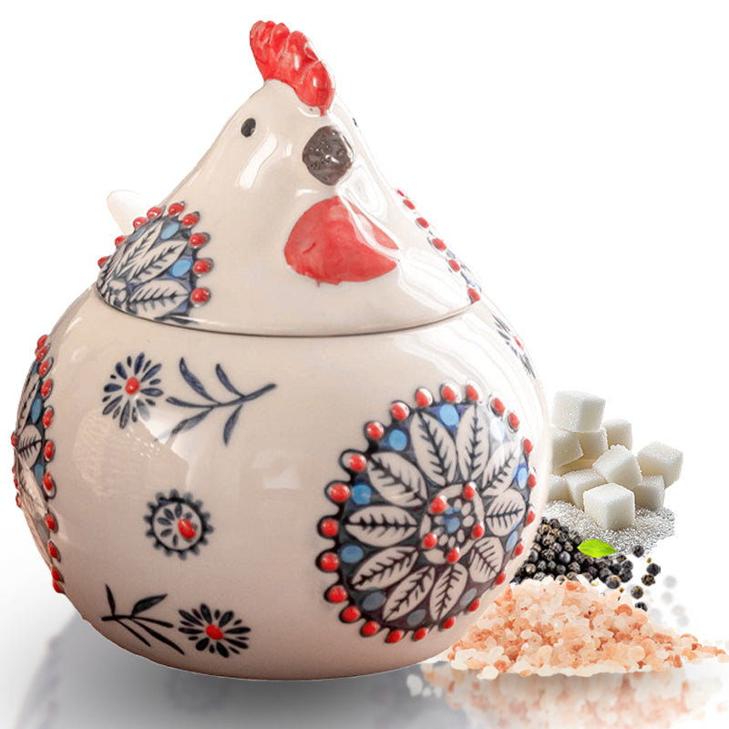 Pojemnik Ceramiczny z Łyżeczką na Cukier i Sól 400ml