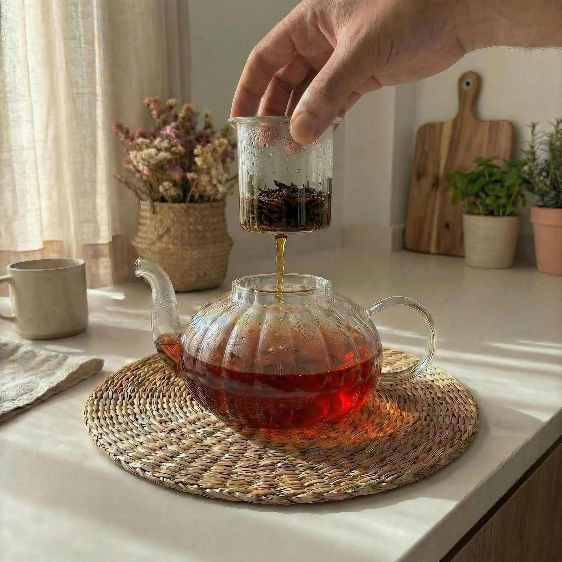 Dzbanek Szklany Dynia 1L z Zaparzaczem do Herbaty