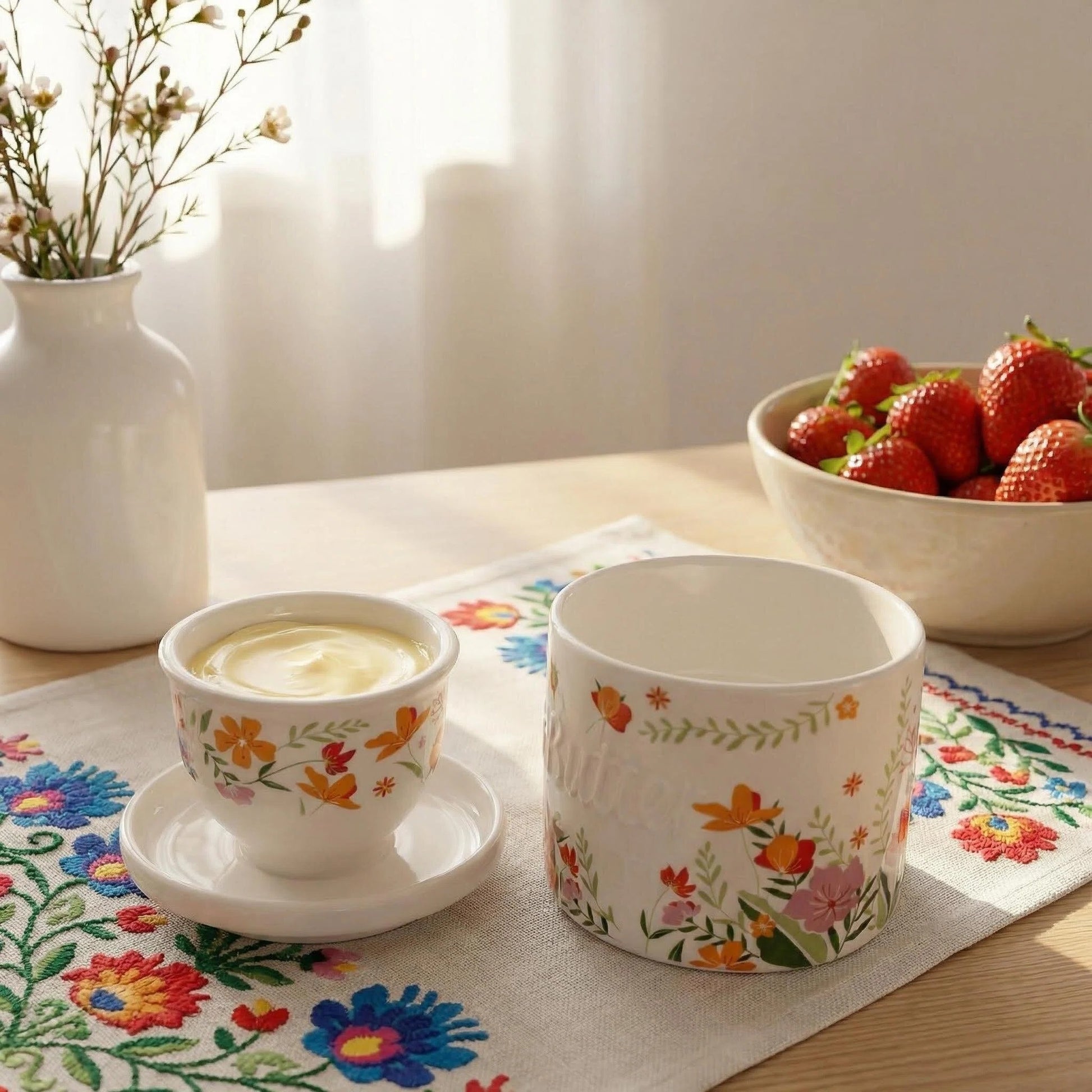 Maselnica Francuska Ceramiczna na Masło Kwiaty