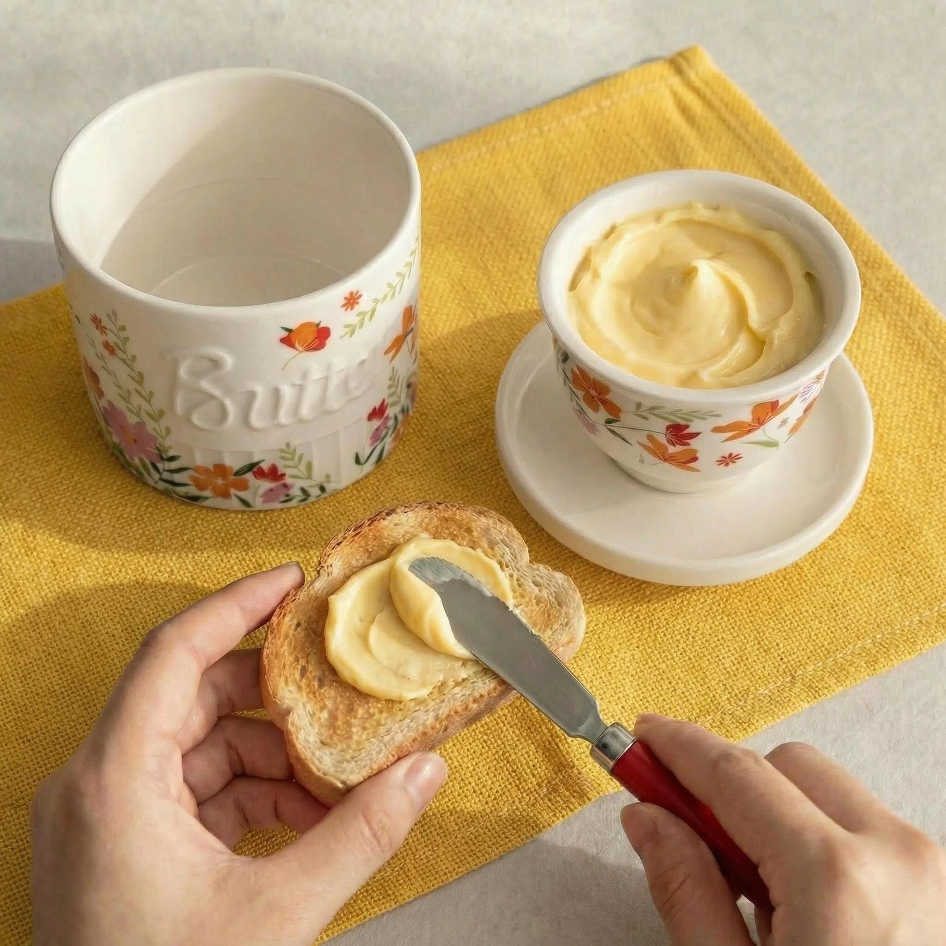 Maselnica Francuska Ceramiczna na Masło Kwiaty