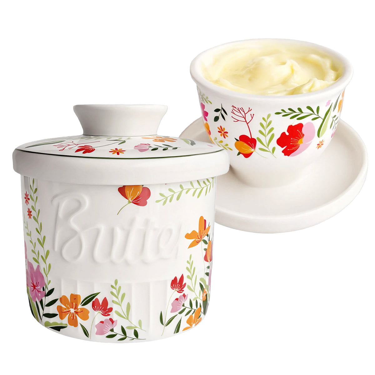 Maselnica Francuska Ceramiczna na Masło Kwiaty