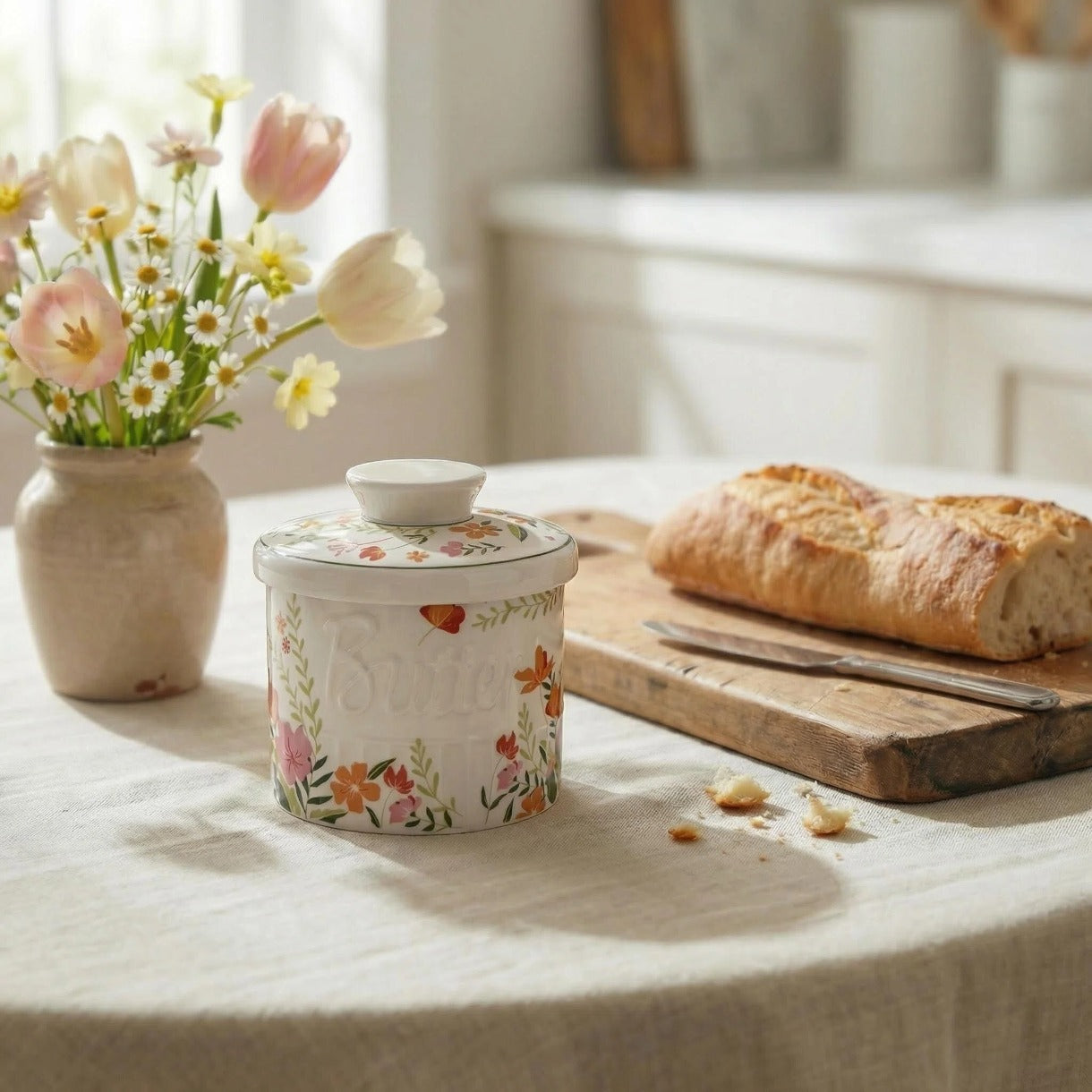 Maselnica Francuska Ceramiczna na Masło Kwiaty