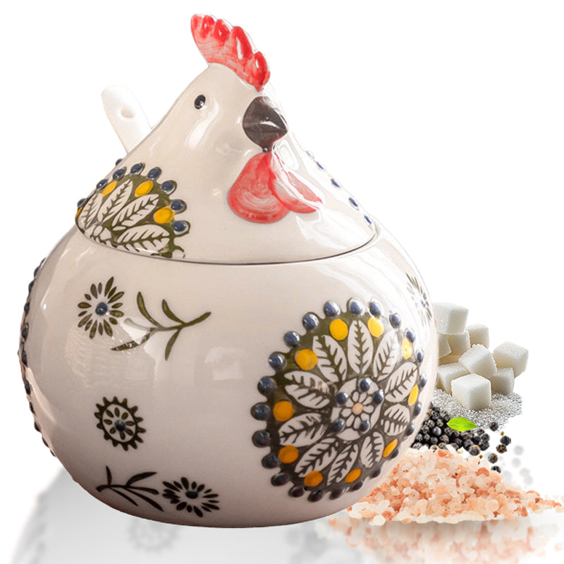 Pojemnik Ceramiczny z Łyżeczką na Cukier i Sól 400ml
