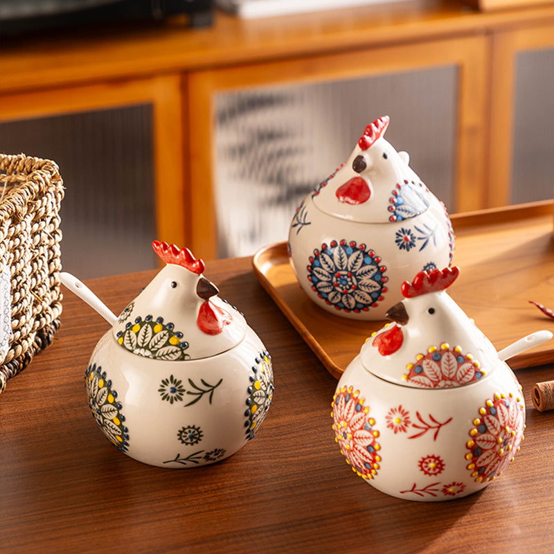 Pojemnik Ceramiczny z Łyżeczką na Cukier i Sól 400ml