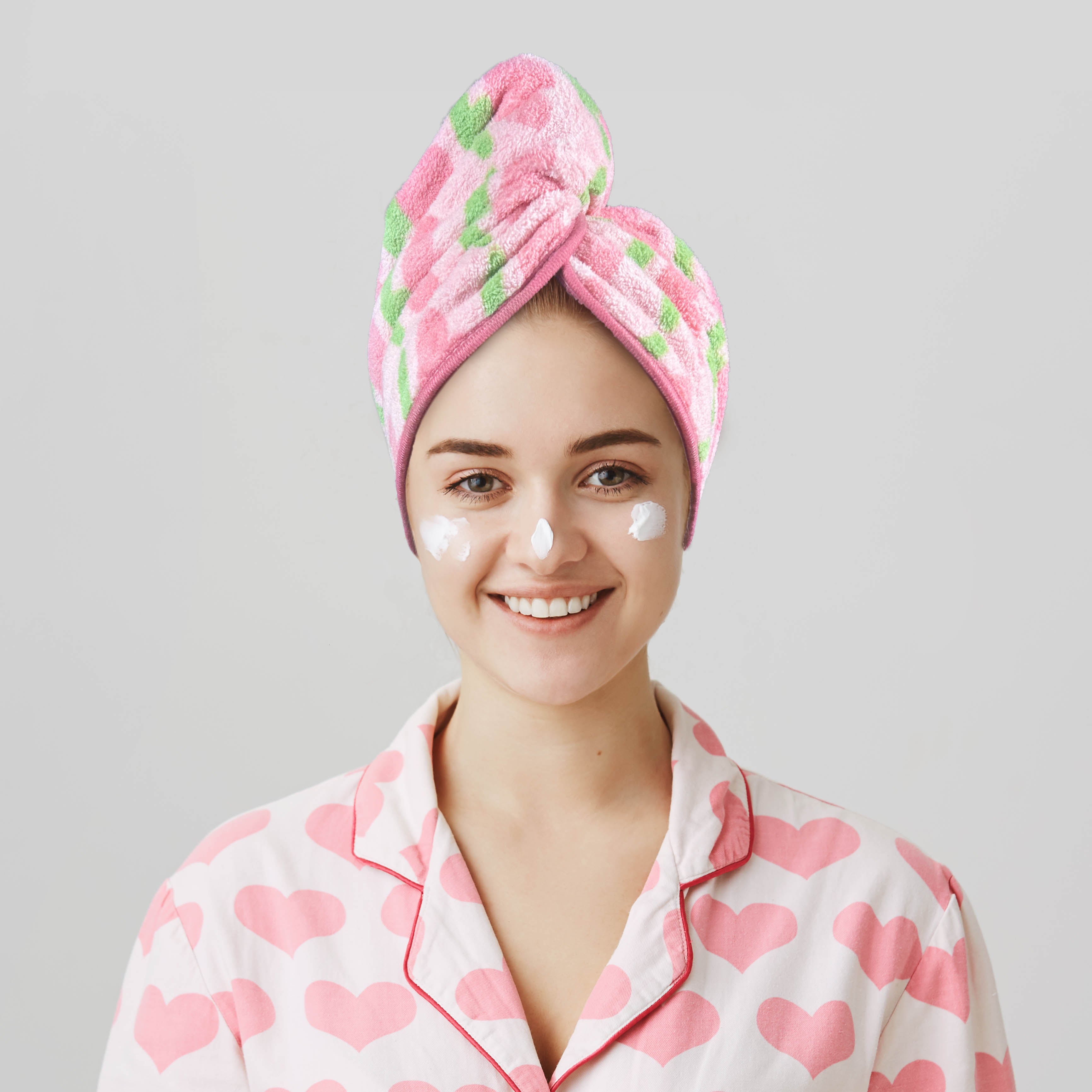 Ręcznik Turban Szybkoschnący do Włosów – Tulipany