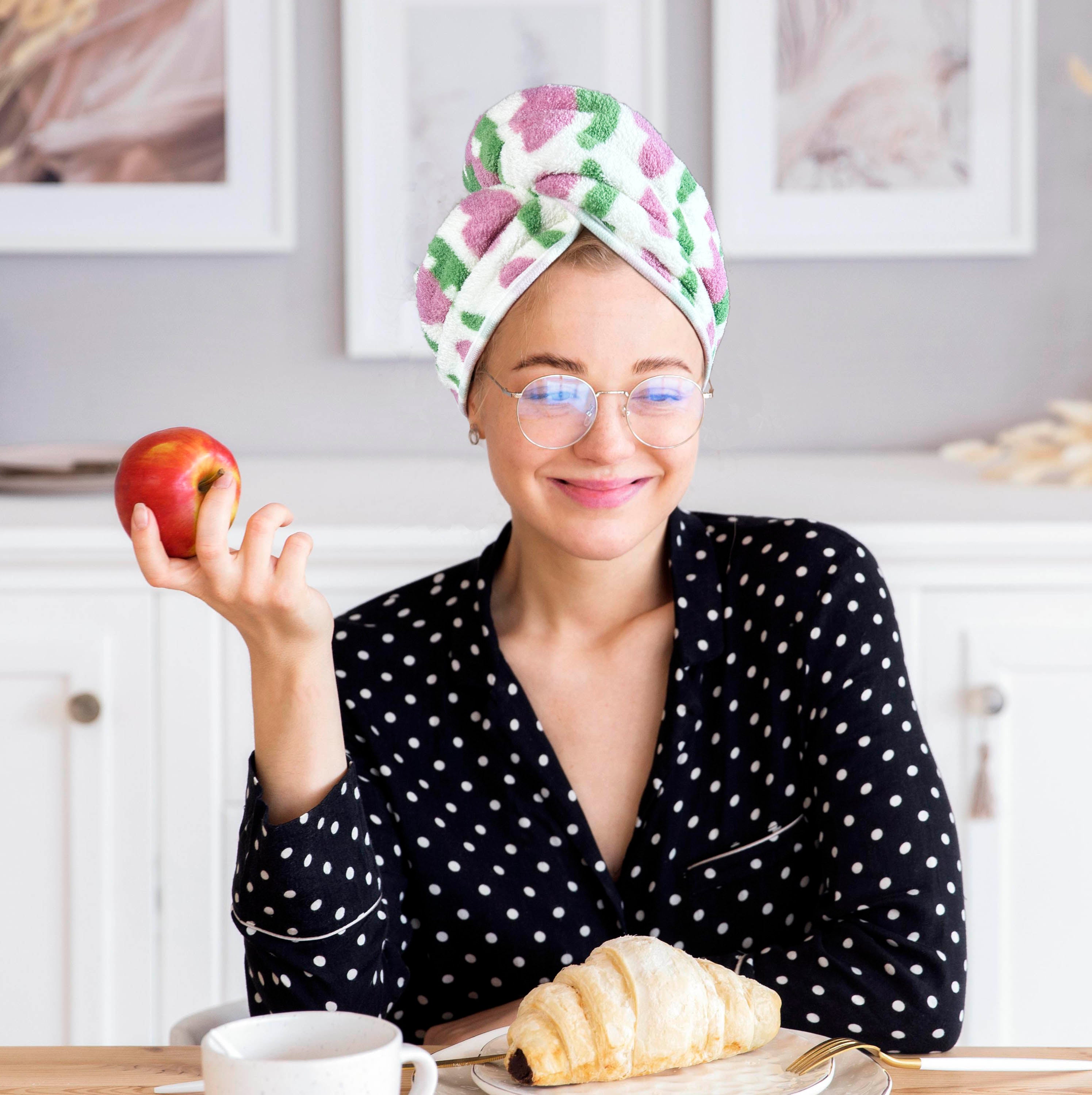 Ręcznik Turban Szybkoschnący do Włosów – Tulipany