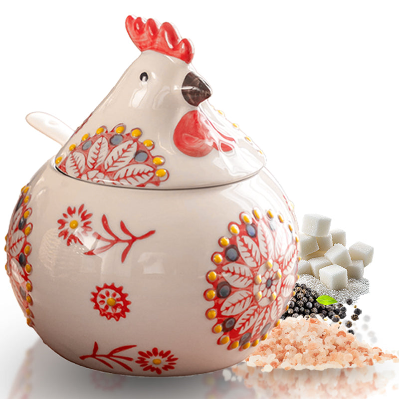 Pojemnik Ceramiczny z Łyżeczką na Cukier i Sól 400ml